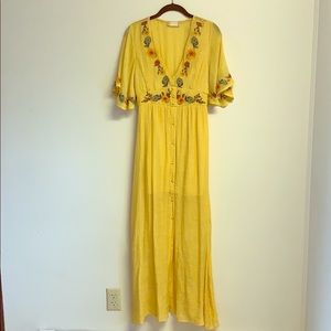 Embroidered Bell Sleeve Floral Dress